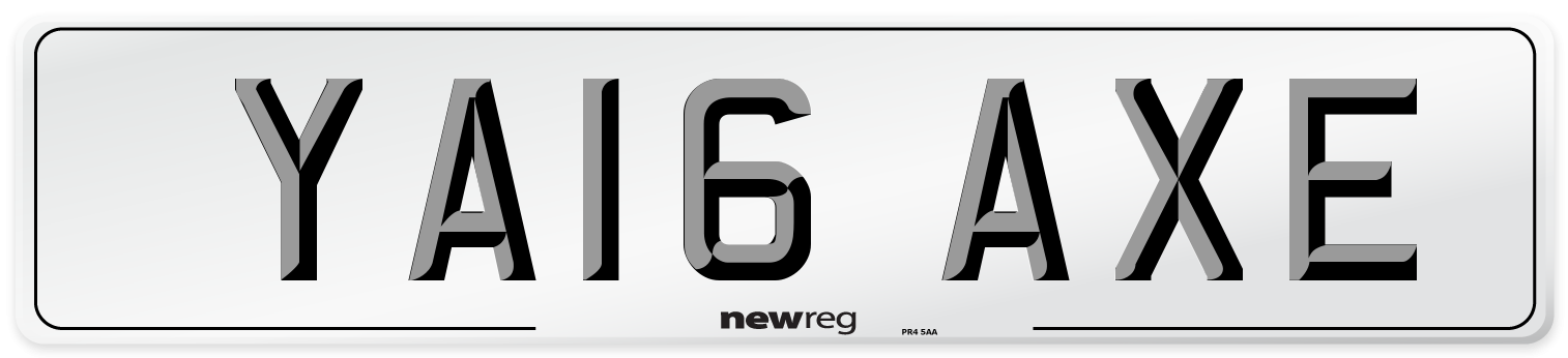 YA16 AXE Number Plate from New Reg